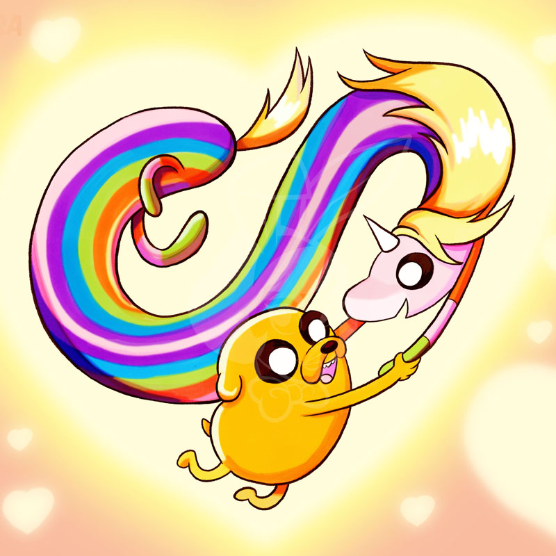 Jake y Lady Rainicorn, fan art by Melissa Ballesteros