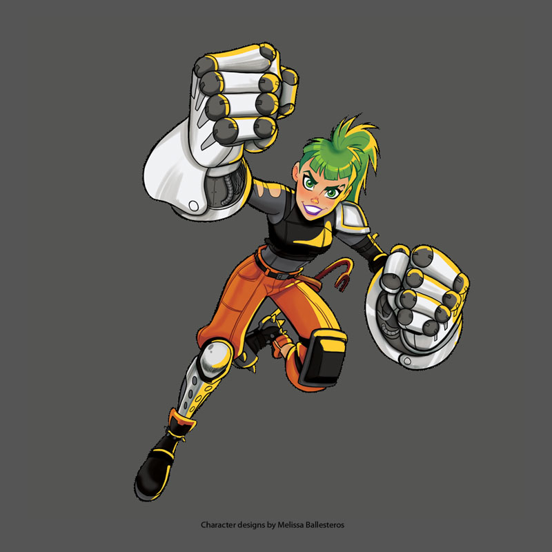 Cyborg Luchadora character design, character design by Melissa Ballesteros