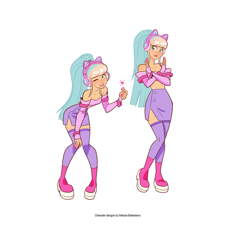Cat Girl — Poses Adicionales, character design by Melissa Ballesteros