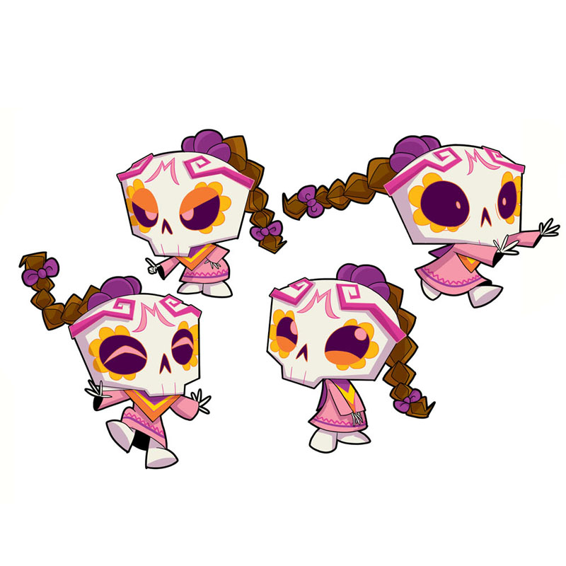 Calavera Femenina GMG — Poses, character design by Melissa Ballesteros