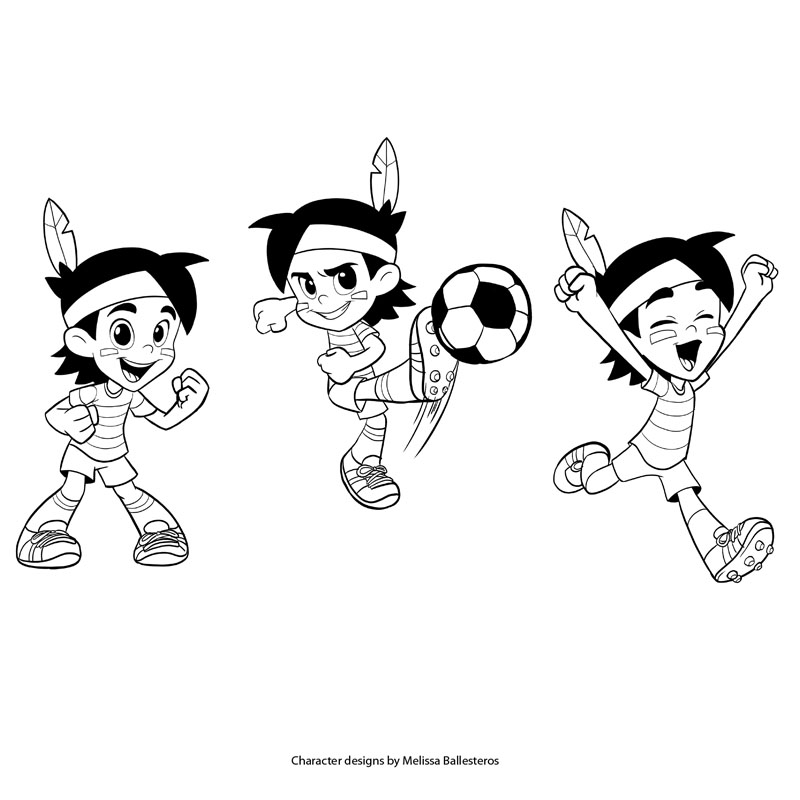 Mascota Santos — Poses de Fútbol, character design by Melissa Ballesteros