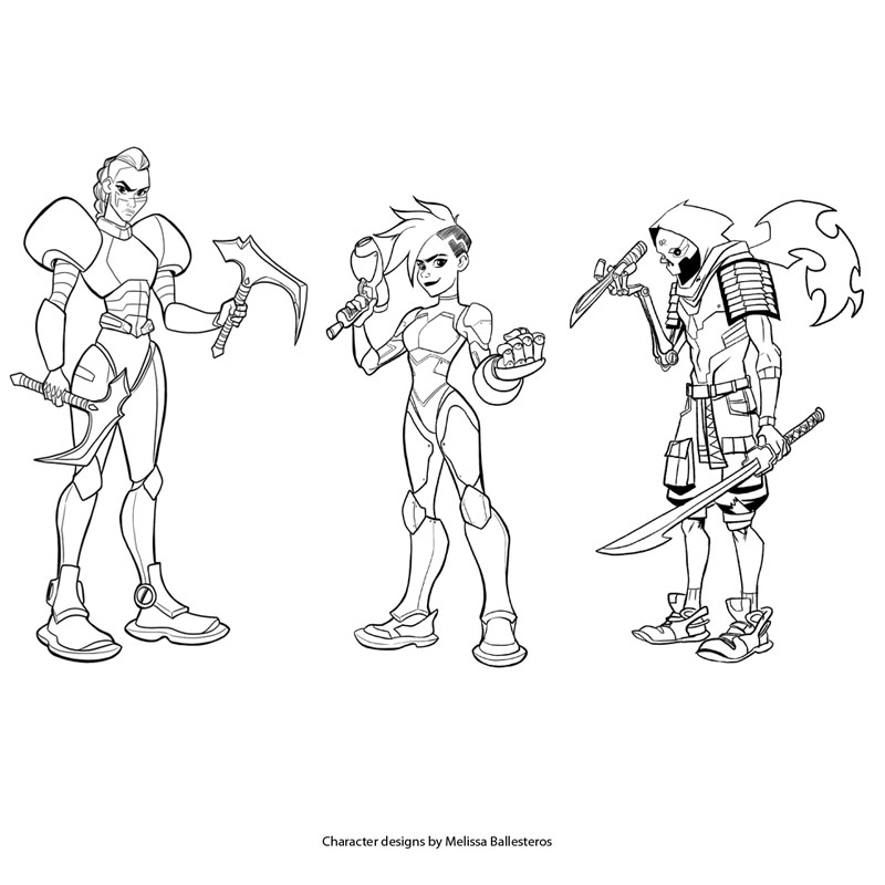 Trío de Guerreros — Boceto en Línea