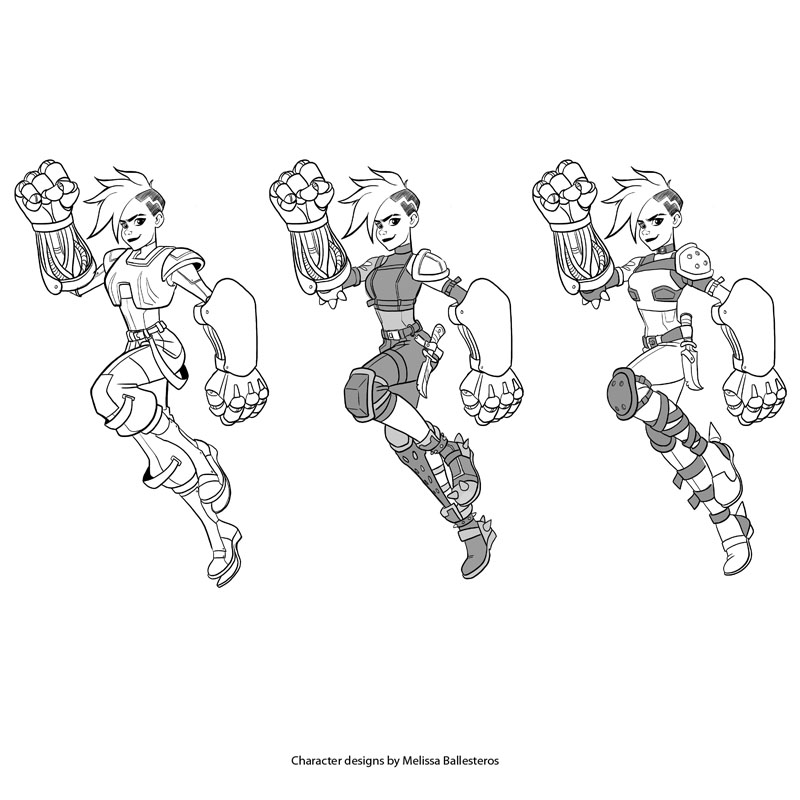 Luchadora Cyborg — Variantes de Pose