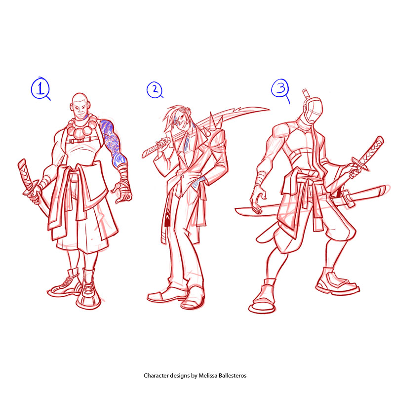 Samurai — Bocetos de Composición