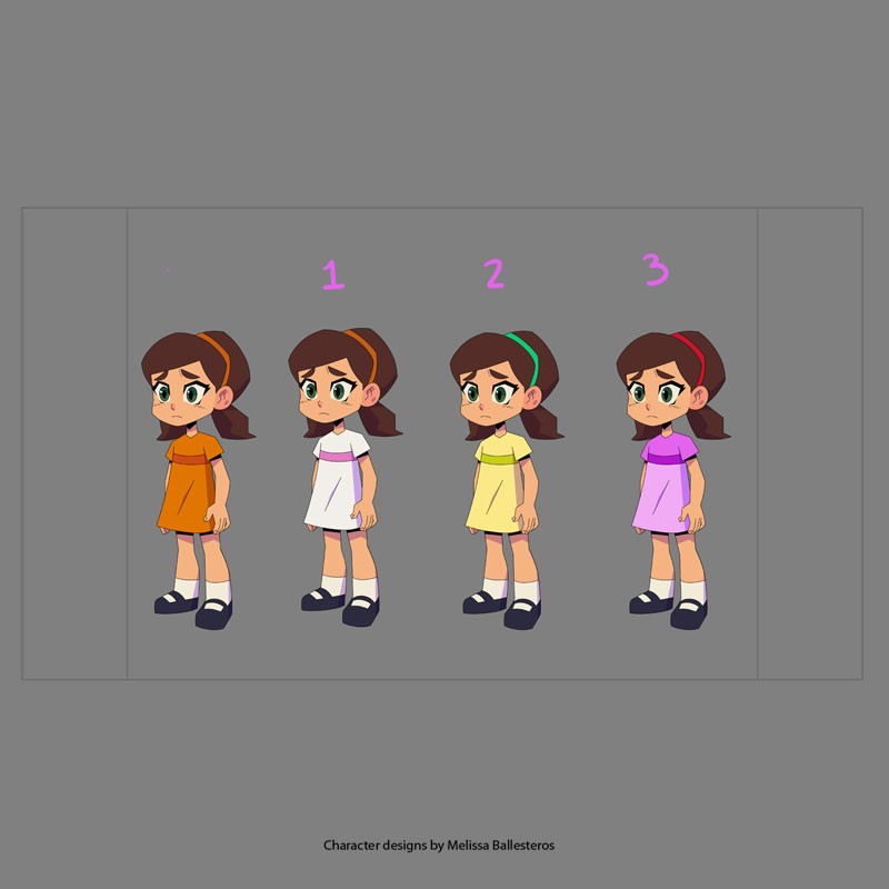 Niña Retro con Vestido — Variantes de Color