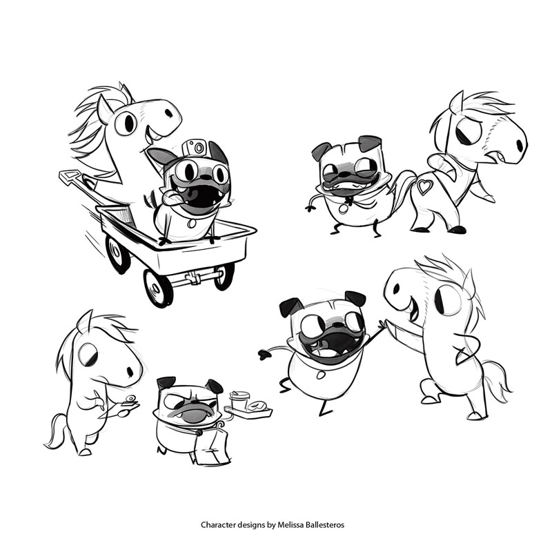 Pug y Pony — Bocetos de Poses