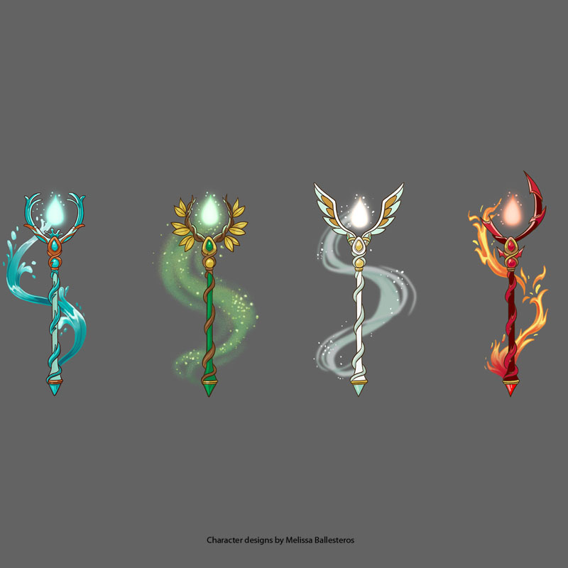 Bastones Elementales — Diseño