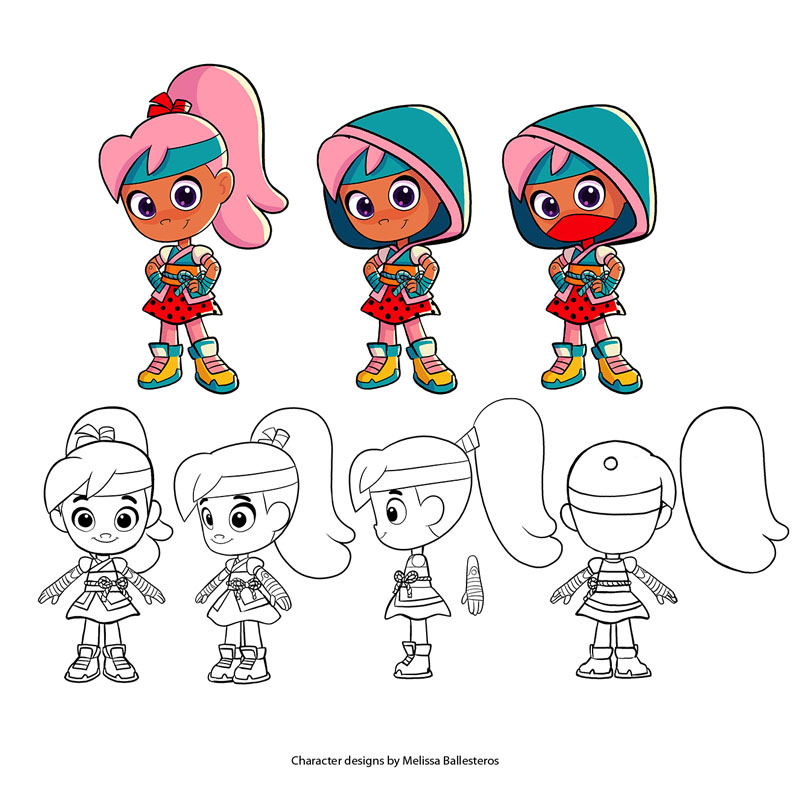 Niña Ninja — Variantes de Vestuario y Giro