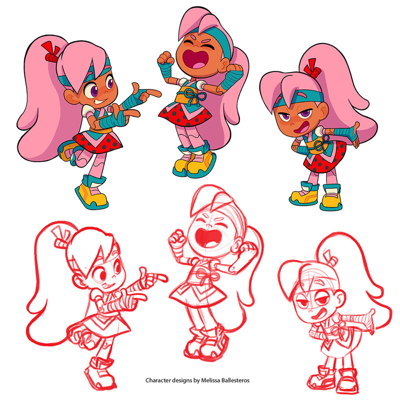 Niña Ninja con Pelo Rosa — Expresiones en Color