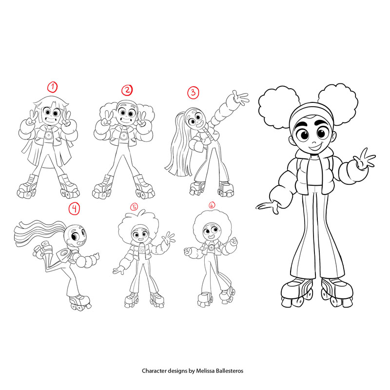 Chica Roller con Afro — Variantes de Diseño