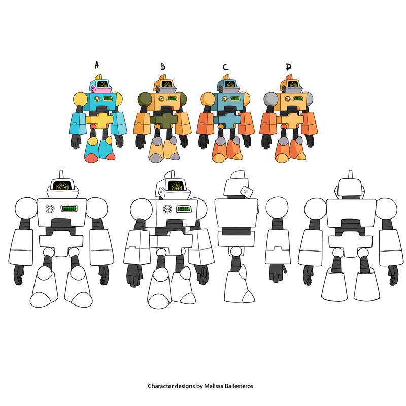 Robot Cuadrado — Variantes de Color y Giro