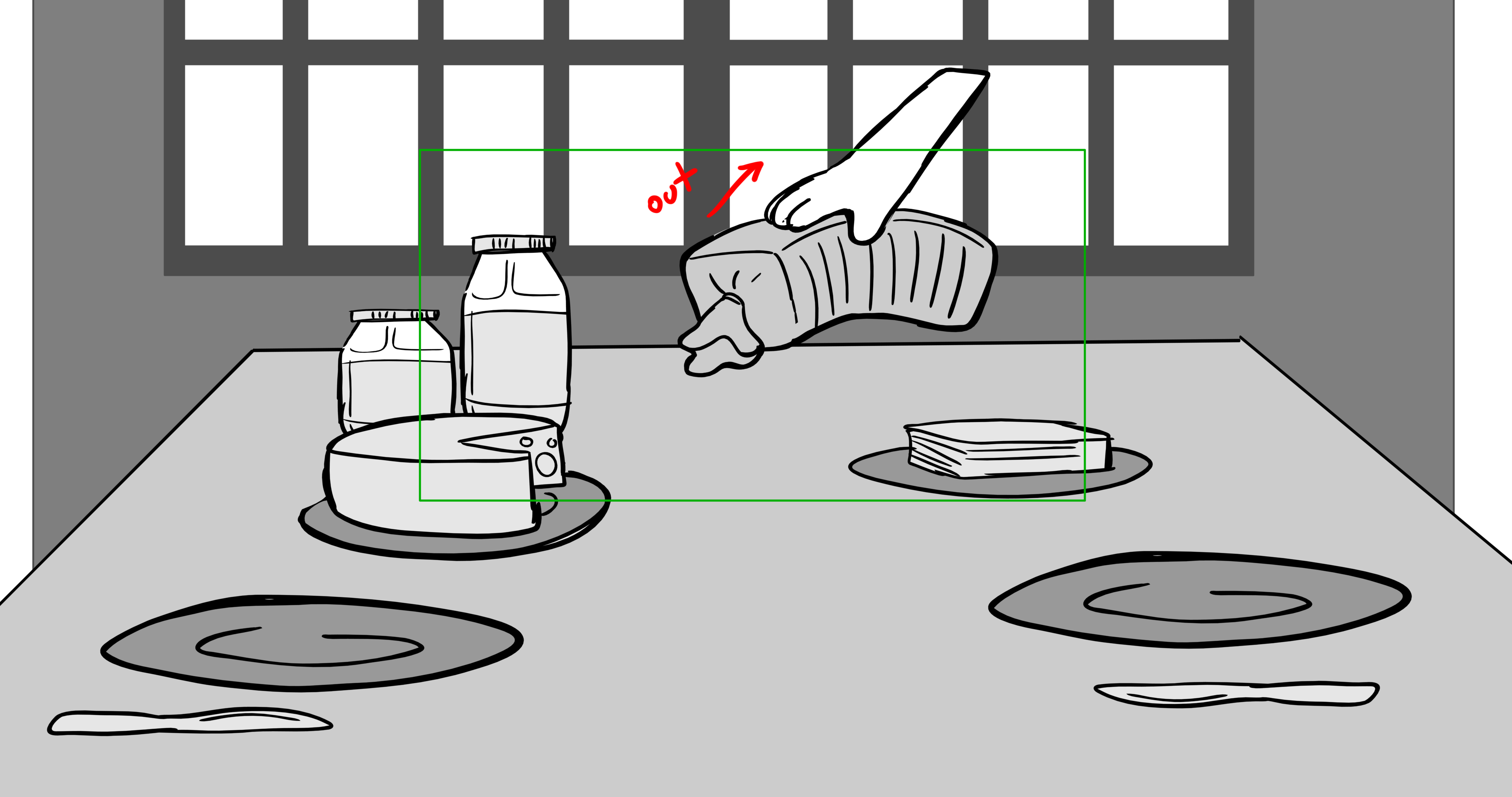 Bimbo — Escena 1, panel 4, storyboard by Melissa Ballesteros
