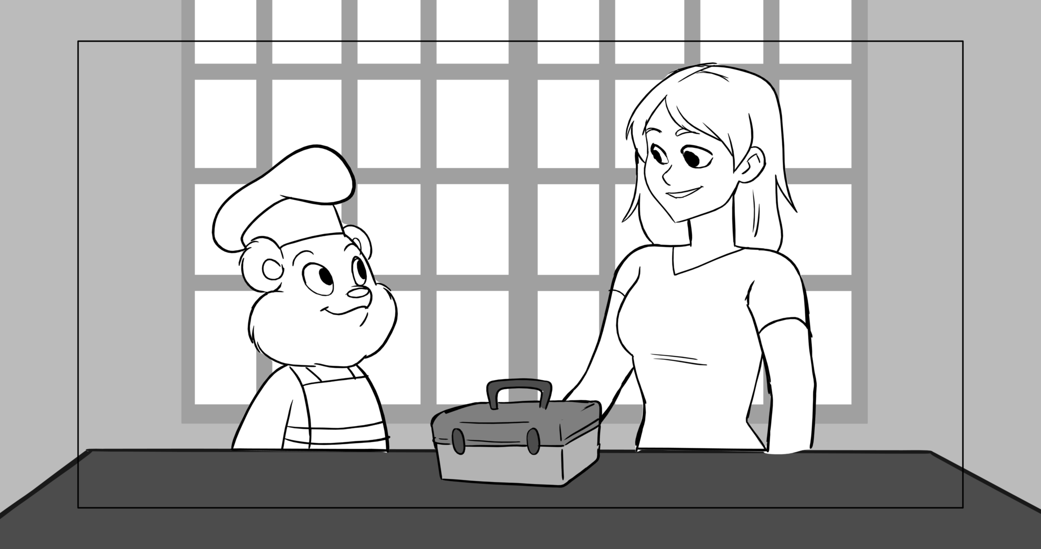 Bimbo — Escena 8, panel 2, storyboard by Melissa Ballesteros