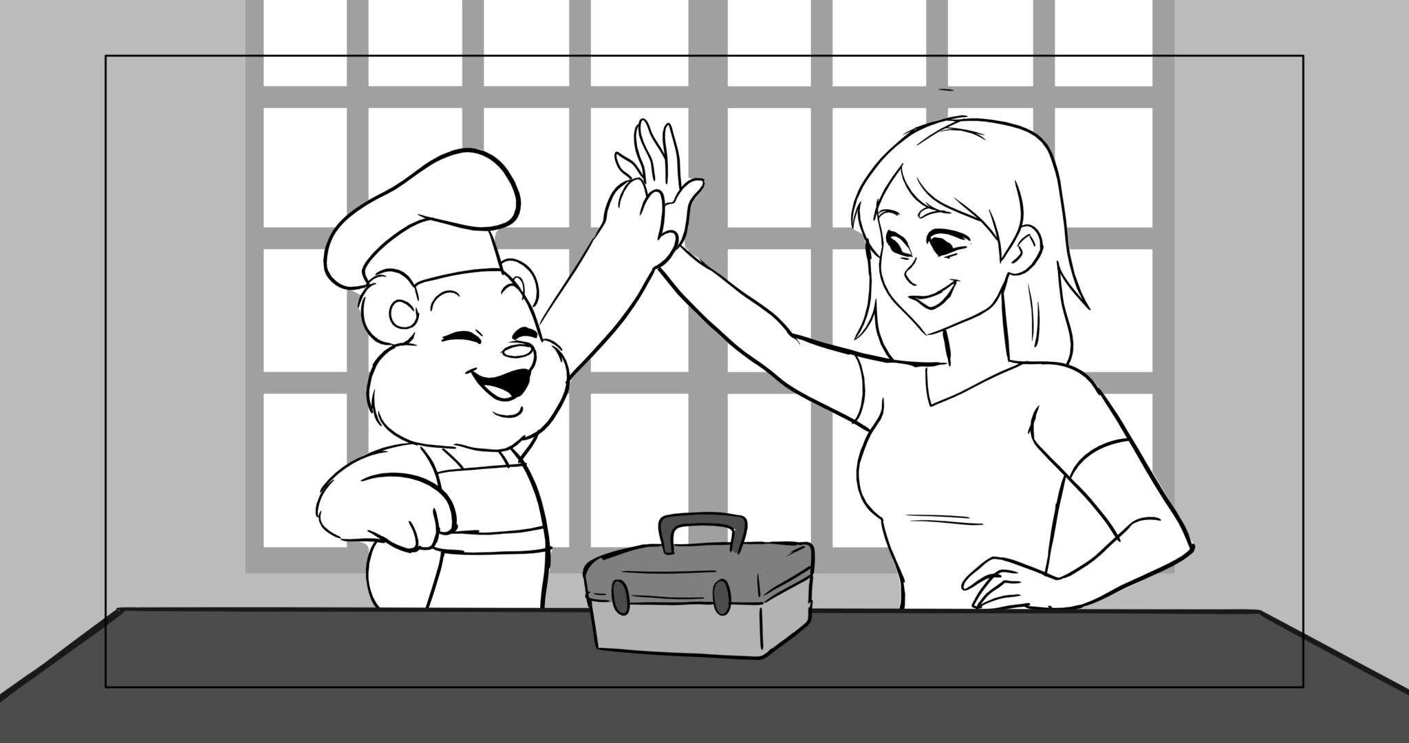 Bimbo — Escena 8, panel 4, storyboard by Melissa Ballesteros