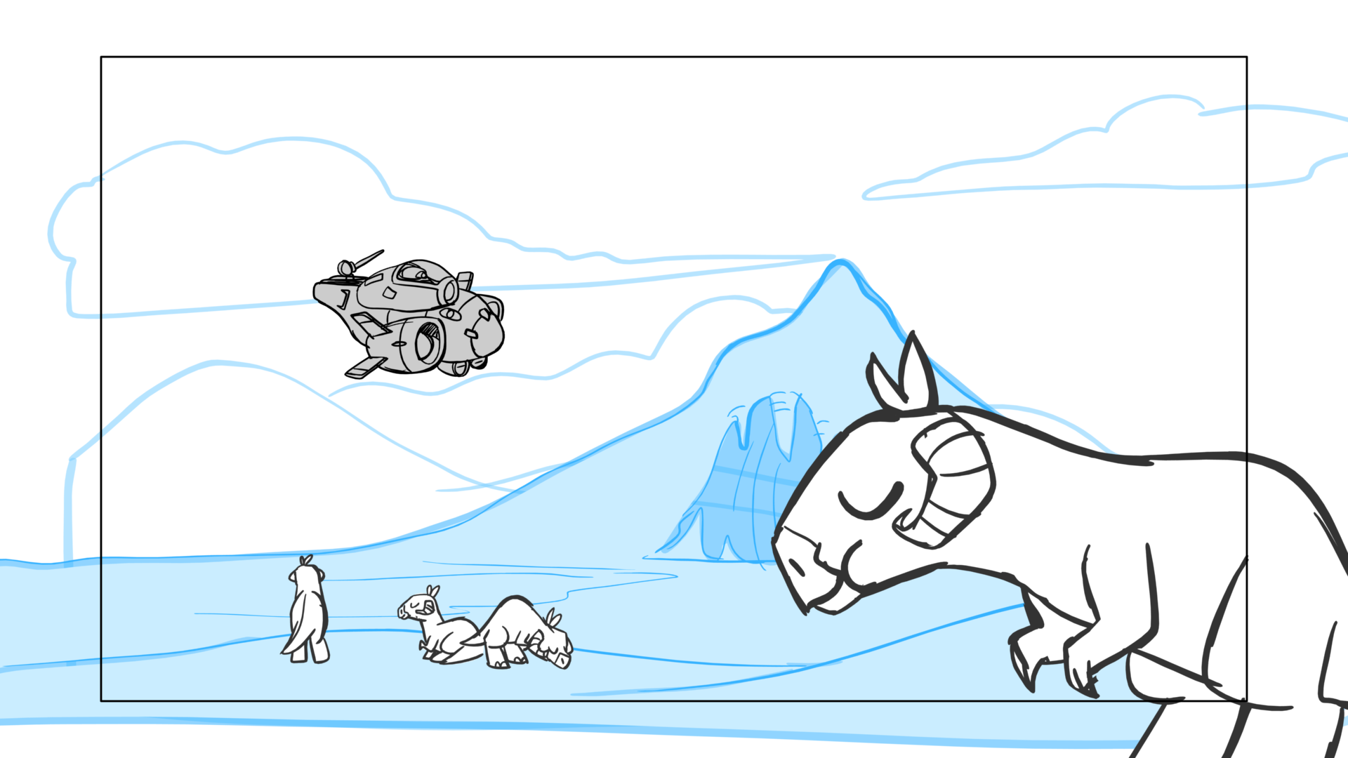Tauntaun — Escena 01, panel 03, storyboard by Melissa Ballesteros
