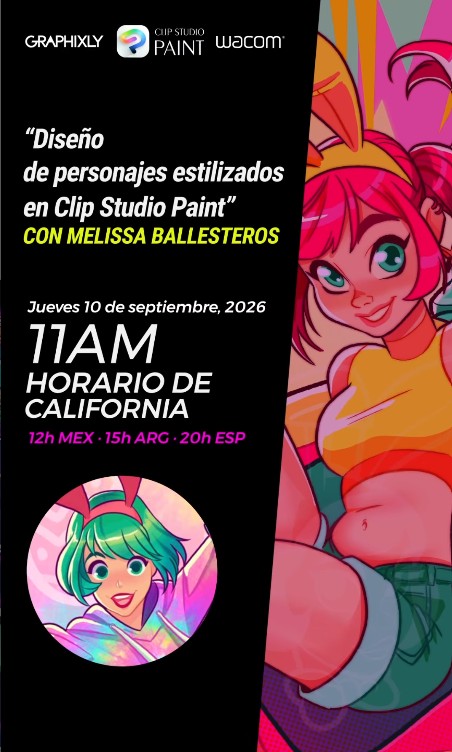Webinar flyer — Diseño de personajes en Clip Studio Paint